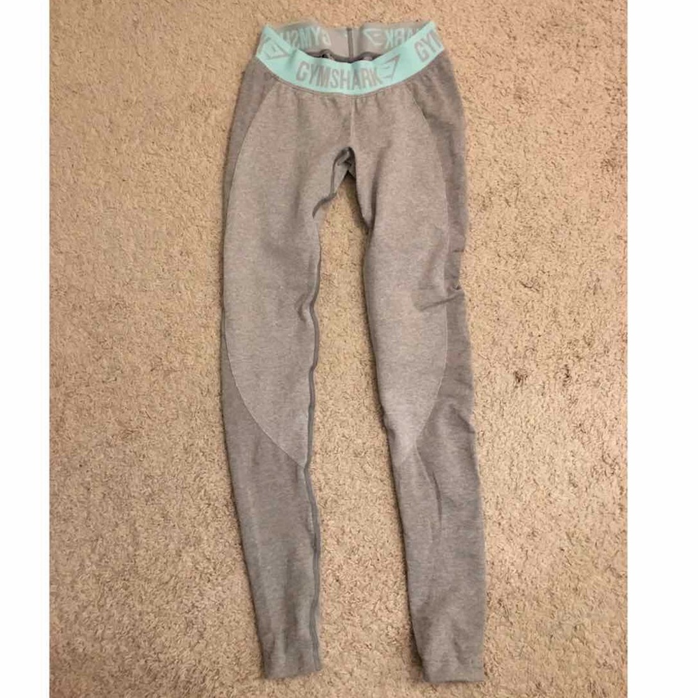 Gymshark XS flex leggings light grey/mint green